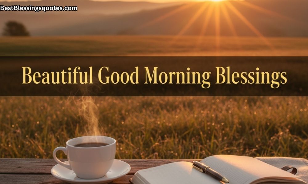 Beautiful good morning blessing image with sunrise and flowers representing hope, peace, and a positive start to the day
