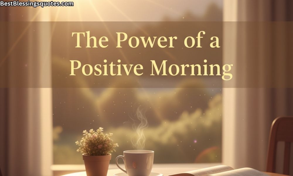 Sunlight shining through a window as a person stretches and smiles, representing the power of a positive morning filled with motivation and gratitude