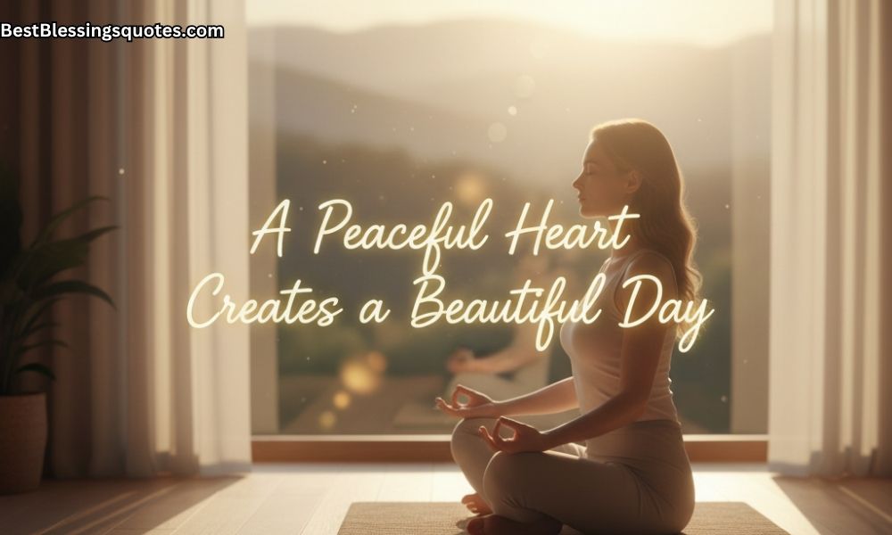 Peaceful morning image showing calm nature and sunrise representing how a peaceful heart brings positivity and beauty to your day