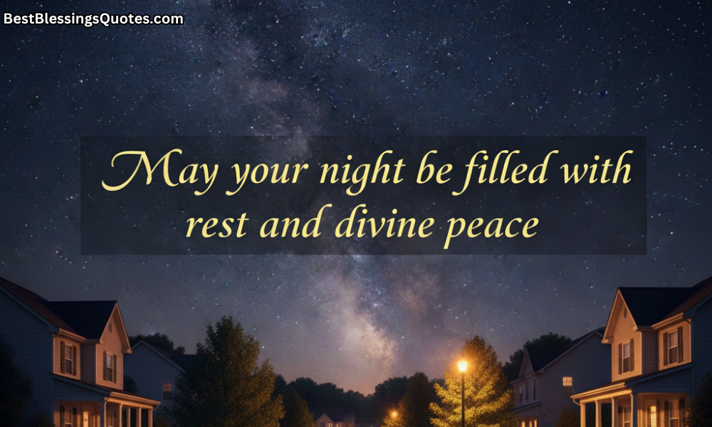 A calm African American neighborhood under a starry night sky with warm glowing lights, symbolizing rest, faith, and divine peace on a blessed Friday evening.