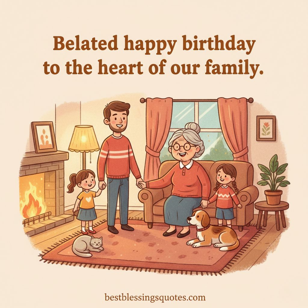 Belated birthday family blessing quote for loved ones and home