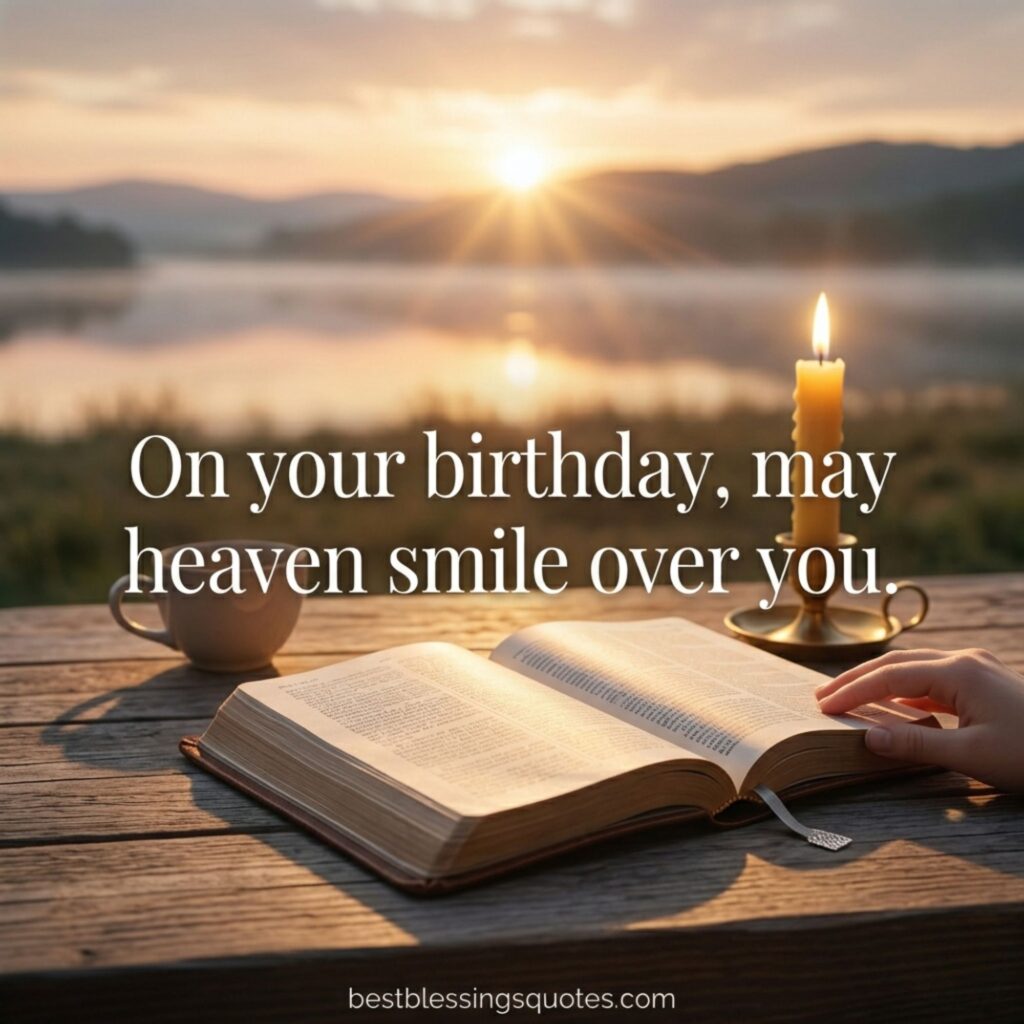 Open Bible with candle representing a christian birthday blessing and birthday blessing christian for spiritual birthday wishes