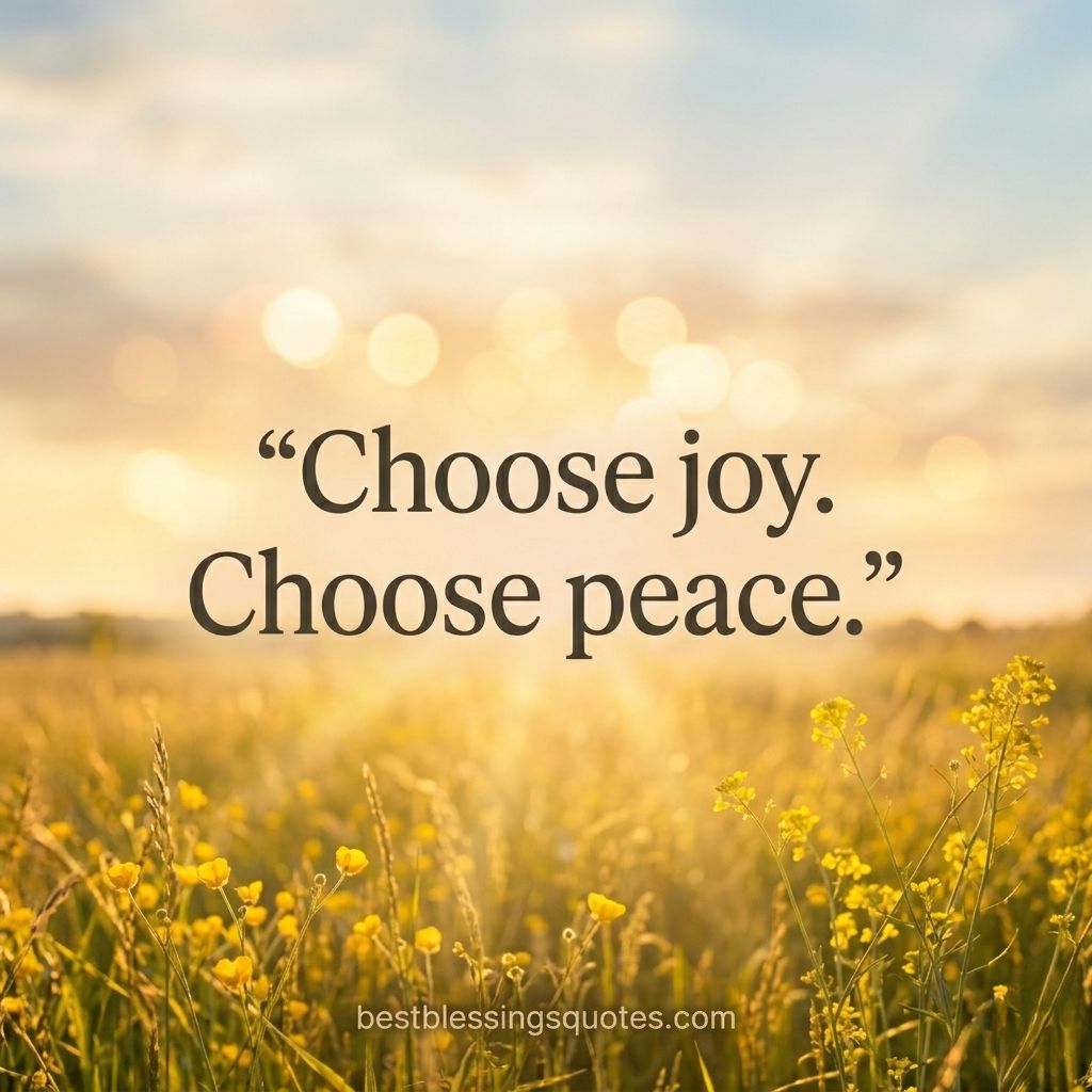 Choose joy choose peace inspirational blessing quote with bright field background