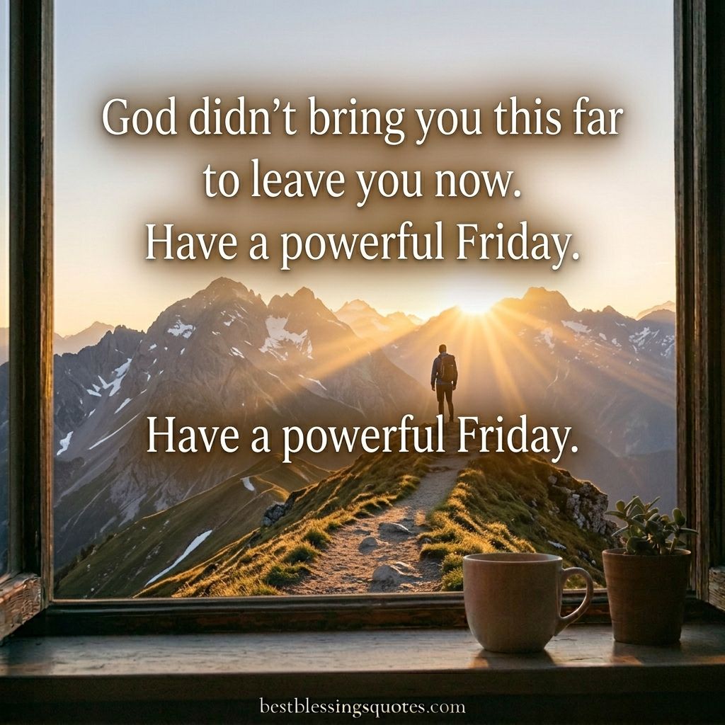 A hiker on a mountain peak at sunrise used as one of the friday blessings quotes images for a powerful and blessed day.