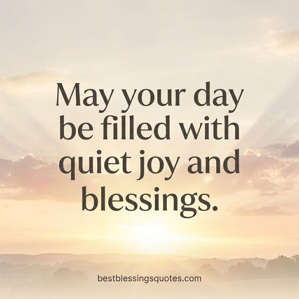 May your day be filled with quiet joy and gentle blessings floral quote image