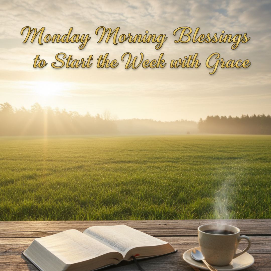 Monday morning blessings with sunrise and Bible – start your week with grace and faith