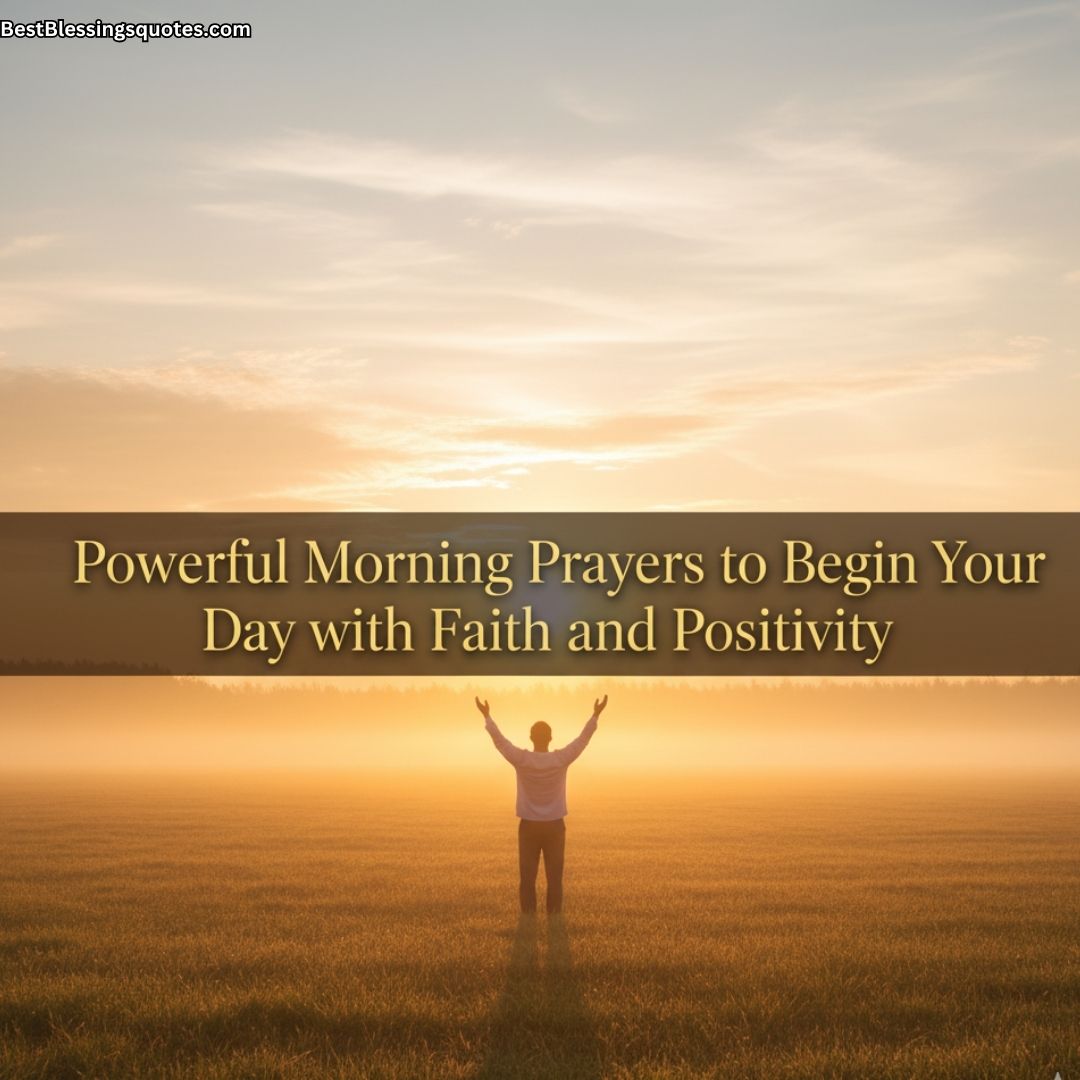 Peaceful sunrise with a person praying to start the day with faith.