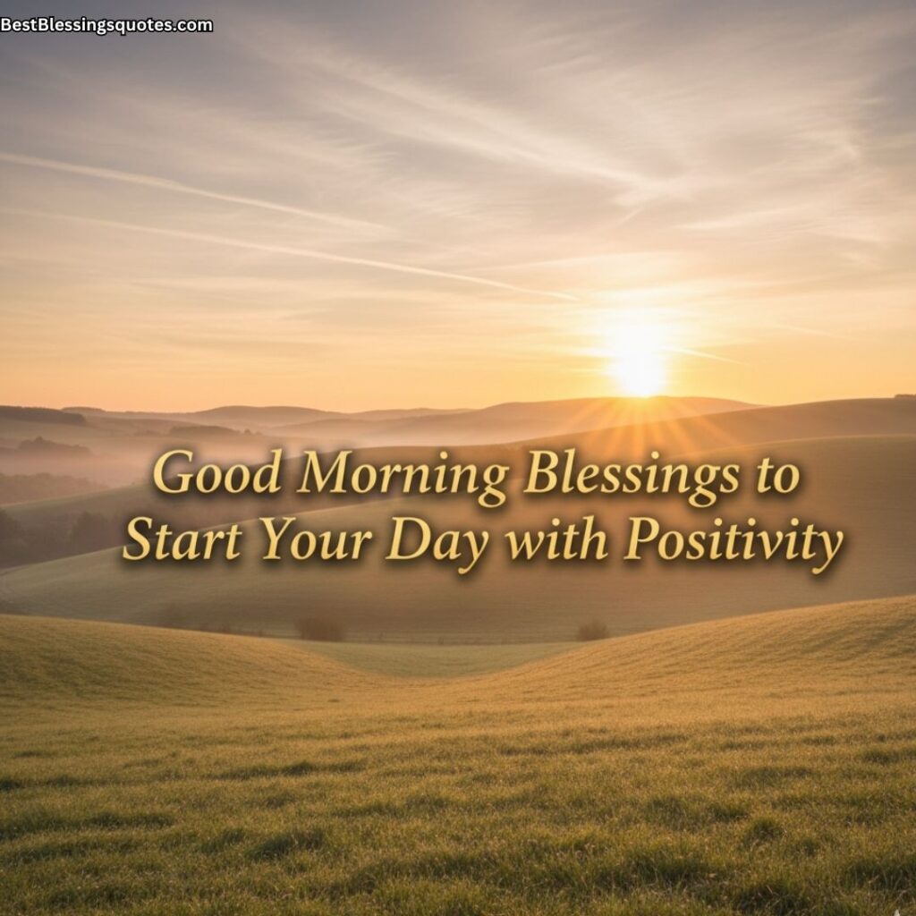 Peaceful sunrise with warm golden light symbolizing morning blessings and a positive start to the day