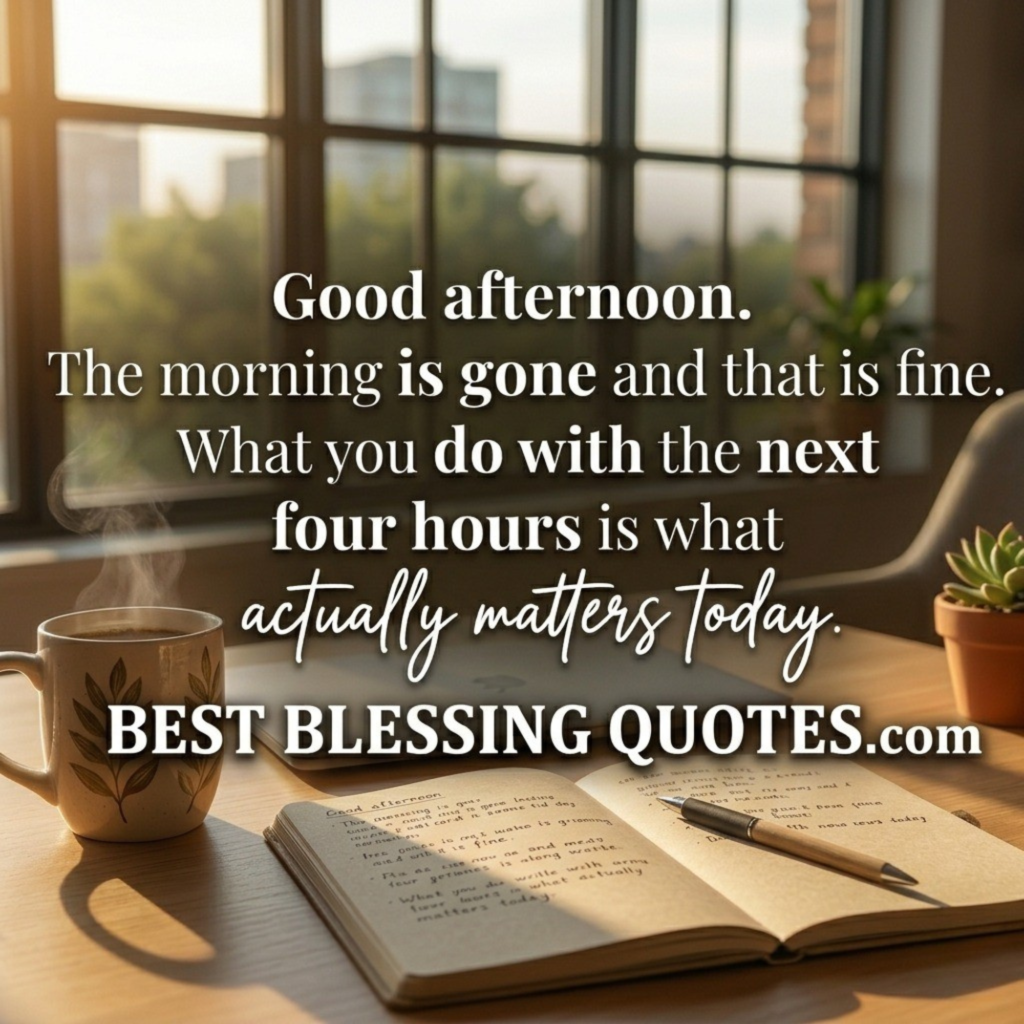 Cozy afternoon coffee setting with short inspirational good afternoon messages for sharing.
