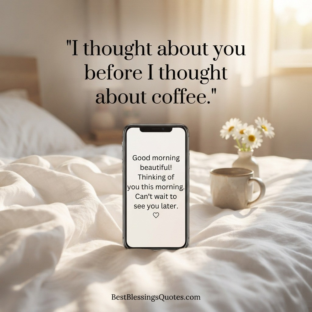 Close-up of someone sending a romantic good morning paragraph for his girlfriend.