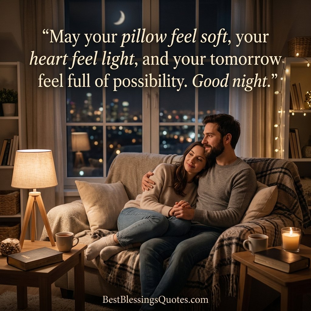 Goodnight Monday blessing for a loved one with a couple enjoying a peaceful evening