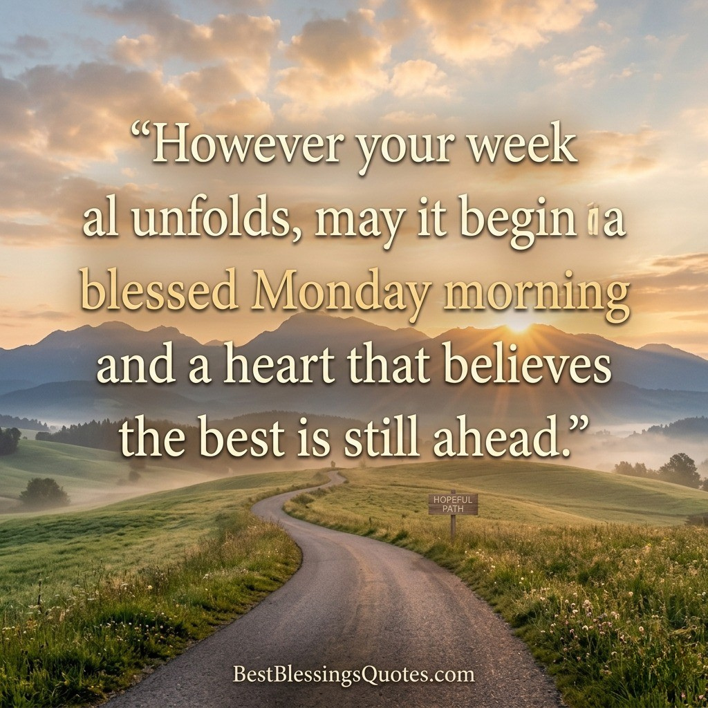 Inspirational Monday morning blessing representing a fresh start, new opportunities, and a hopeful beginning.