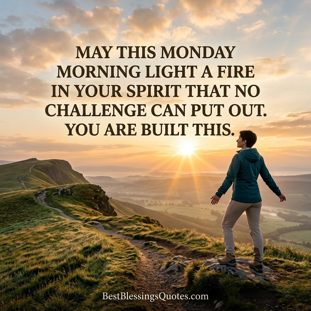 Monday morning blessing for gratitude and faith with peaceful morning light and a thankful spiritual atmosphere.